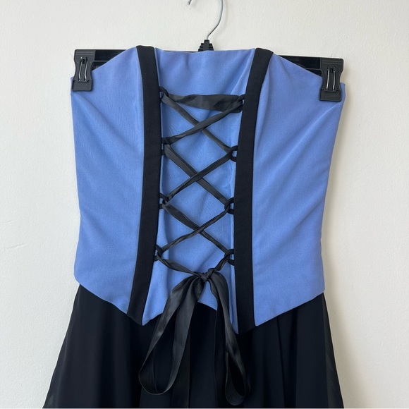 Vintage Jessica McClintock Gunne Sax Lace Up Corset Mini Dress Goth Fairy Grunge - Picture 2 of 8